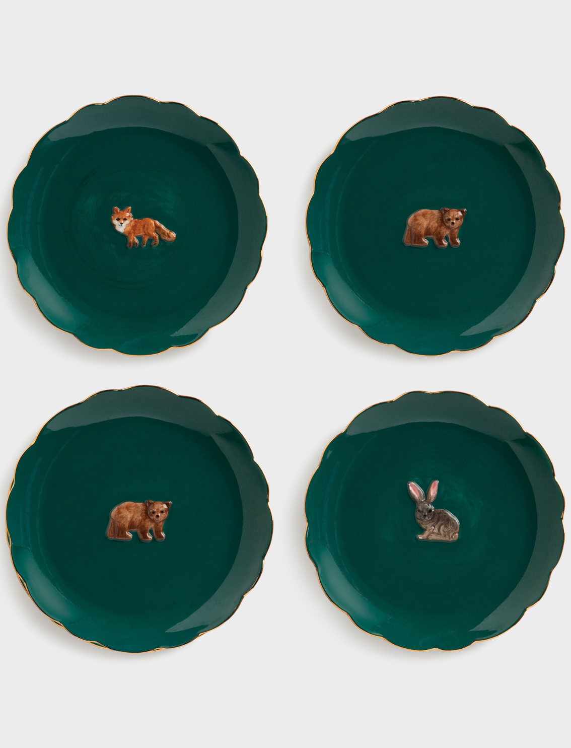 סט 4 צלחות Forest Animals - Bear