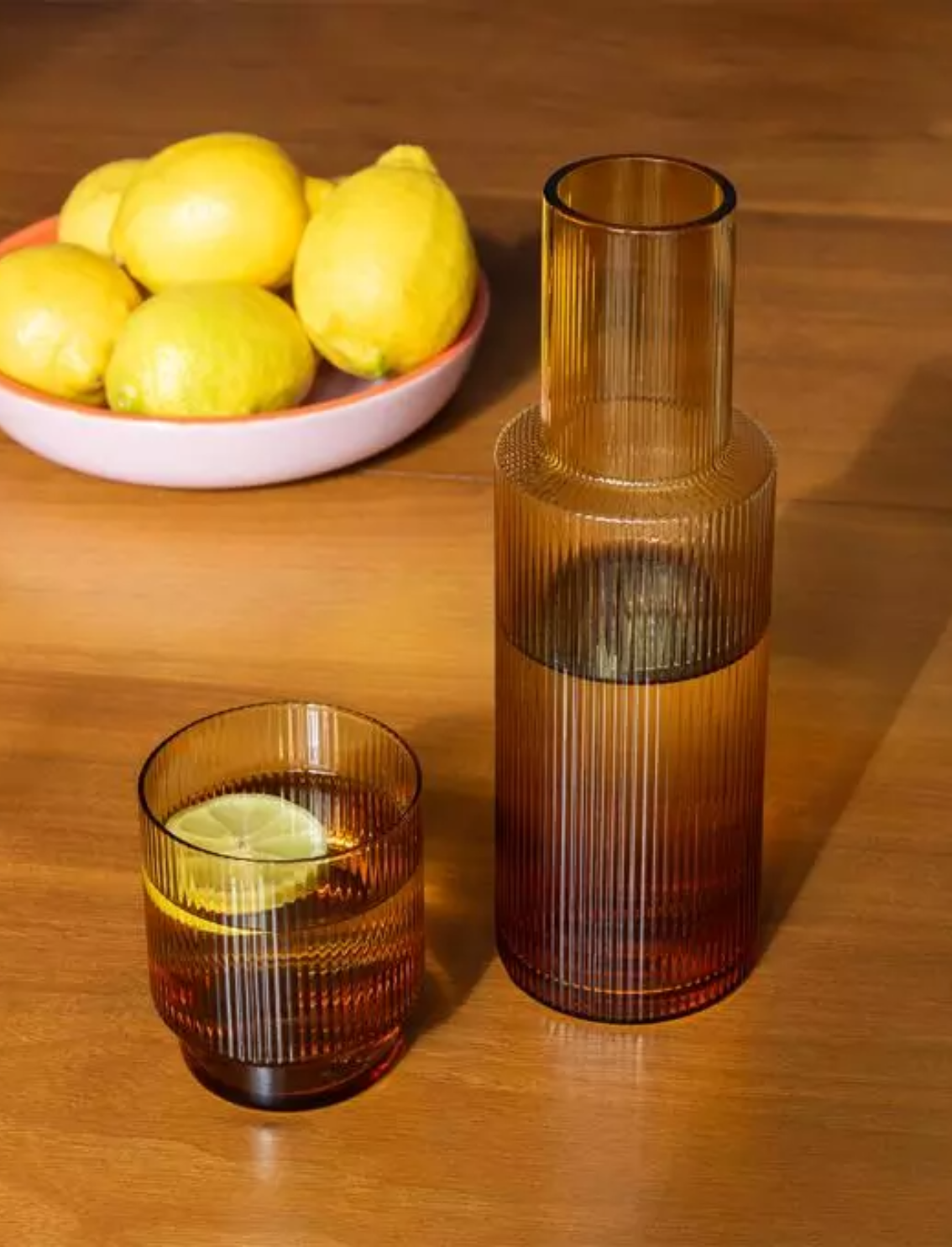 כוס זכוכית Amber Stripes