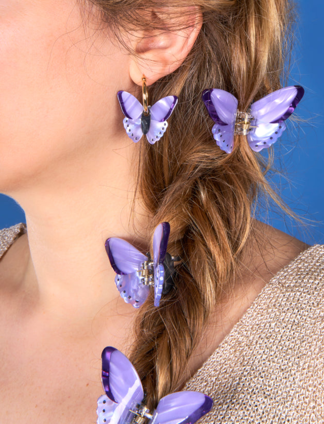 מיני קליפס לשיער Purple Butterfly