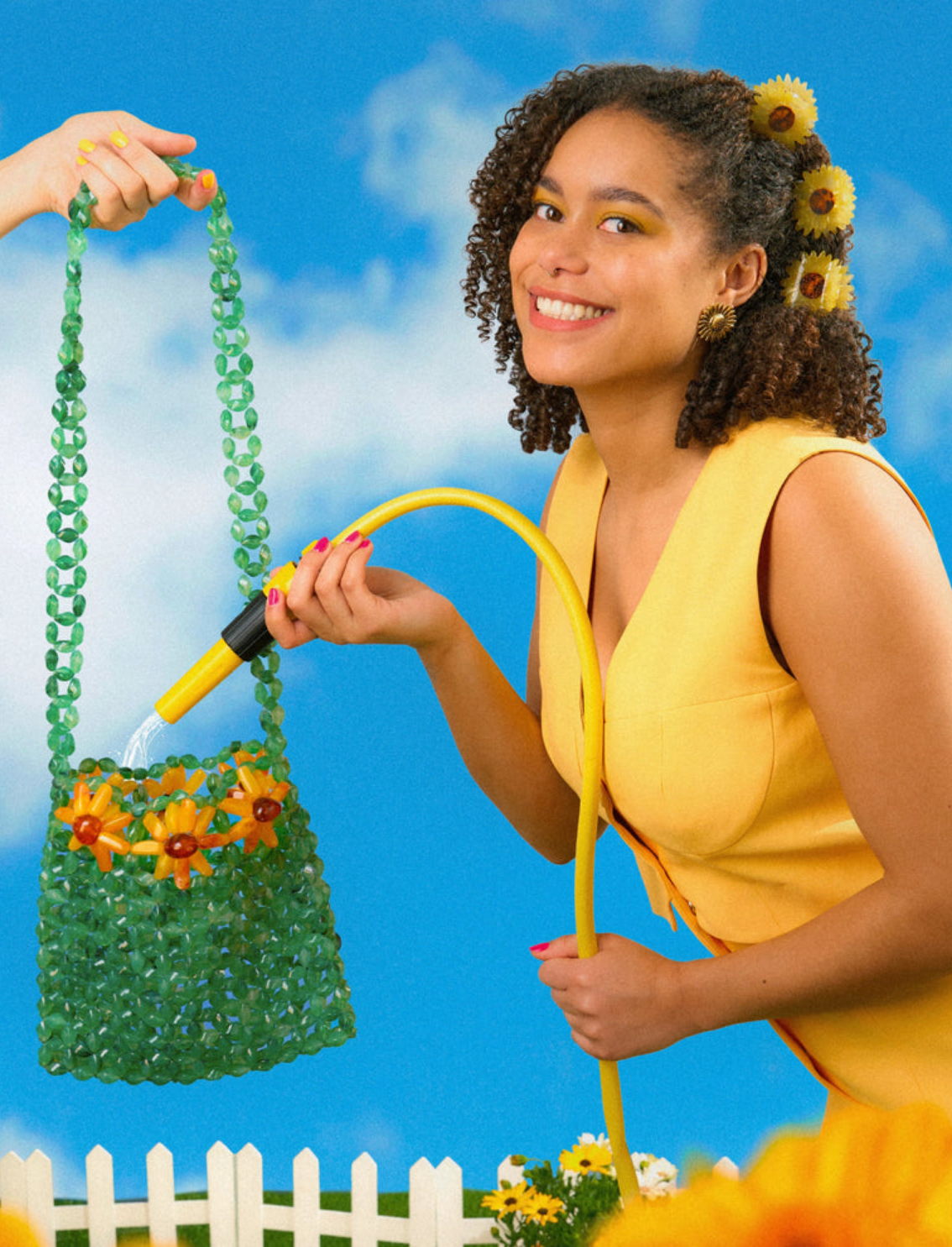 תיק צד חרוזים Sunflower
