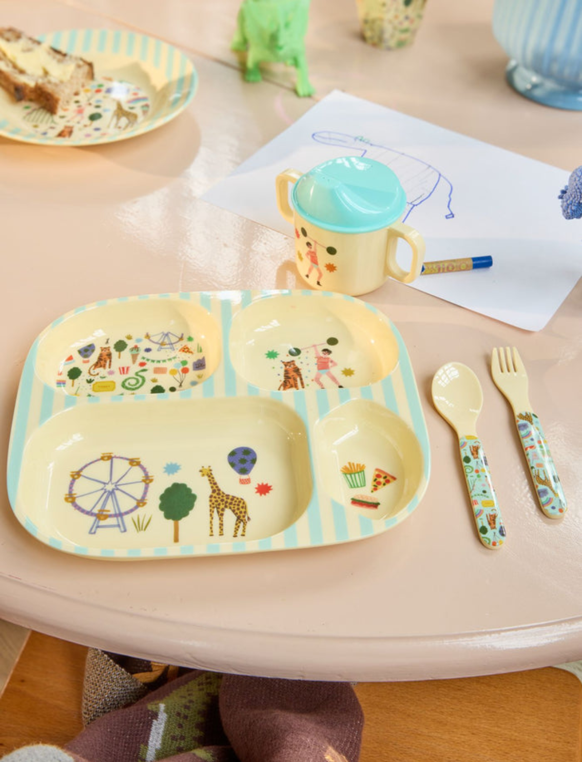 סט כלי אוכל מלמין Blue Fair