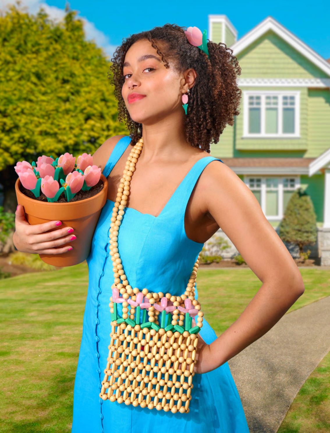 תיק צד חרוזים Tulip