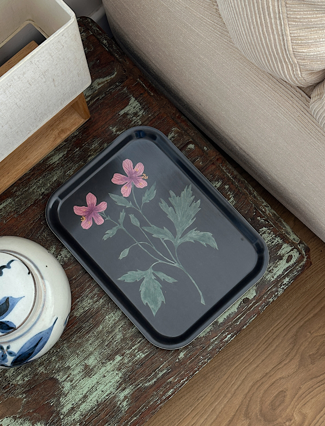 מגש עץ מלבני Geranium