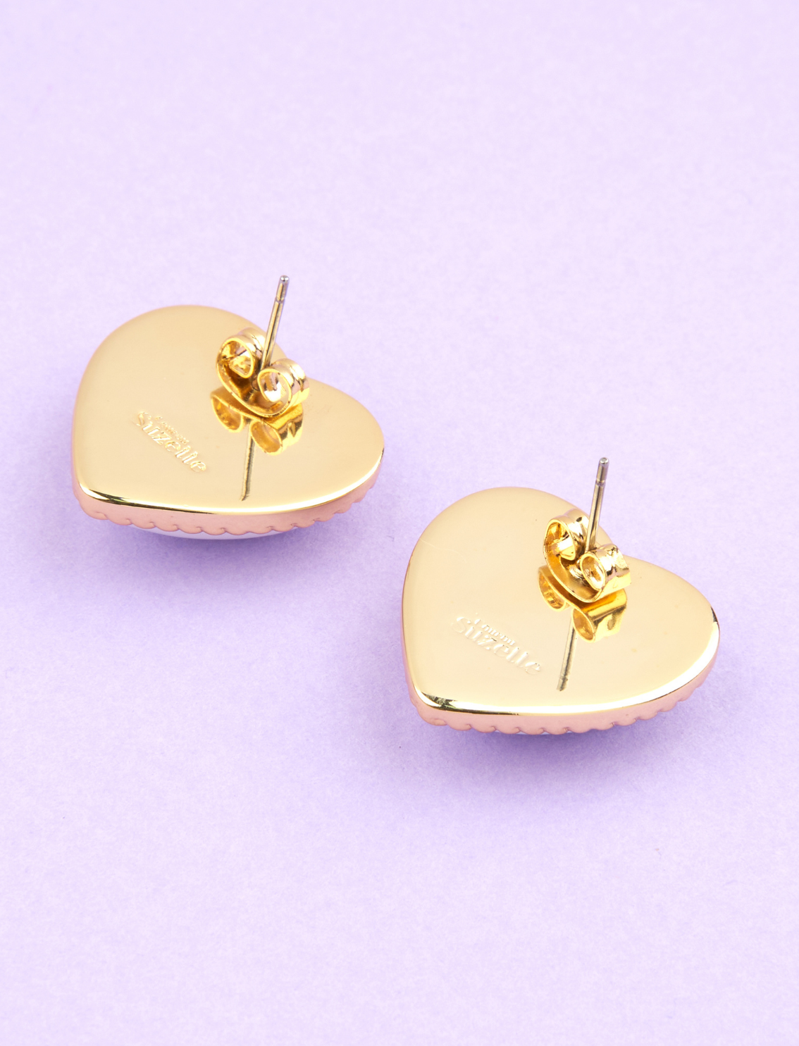 זוג עגילים צמודים Pearl Hearts