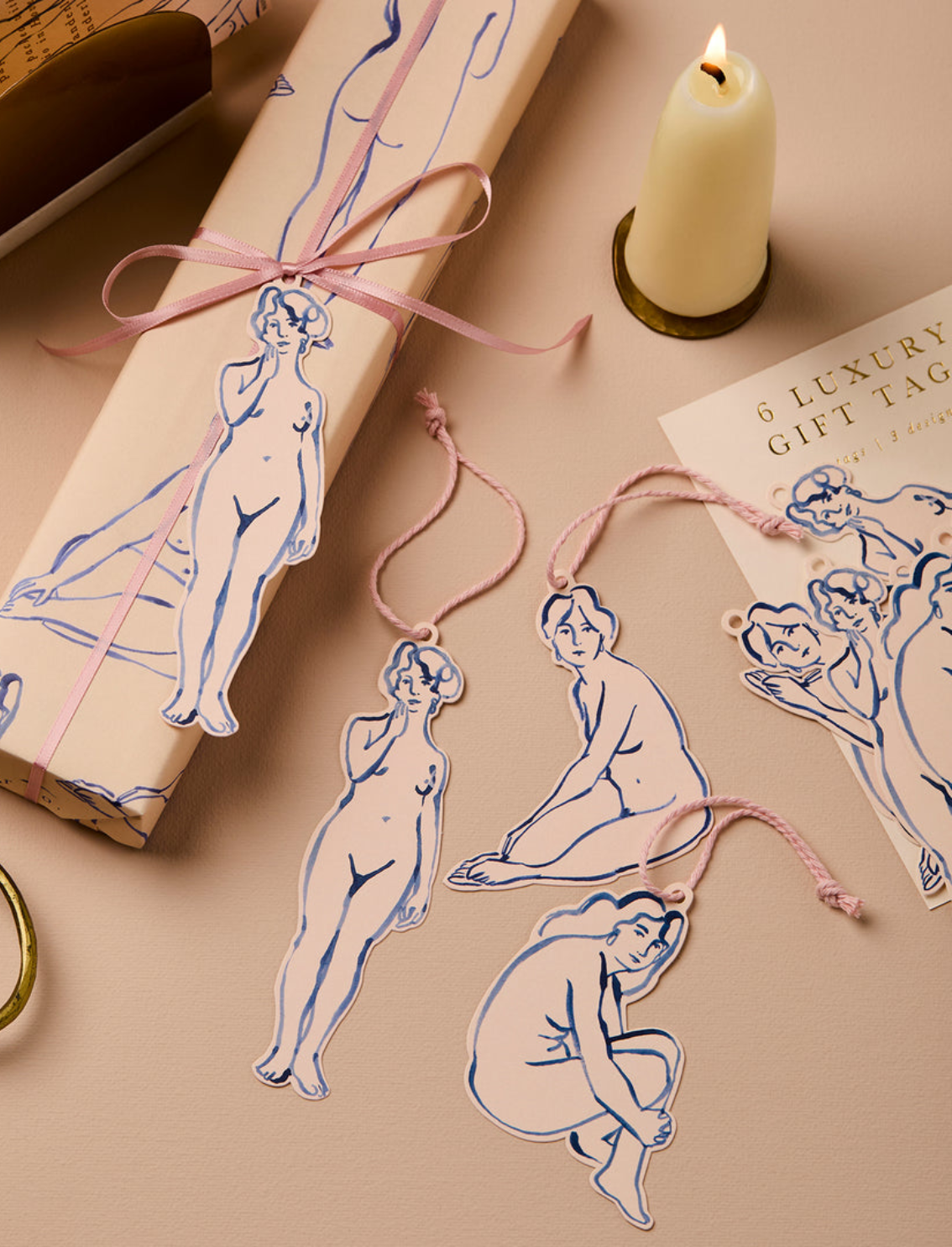 סט תגי מתנה Blue Nudes