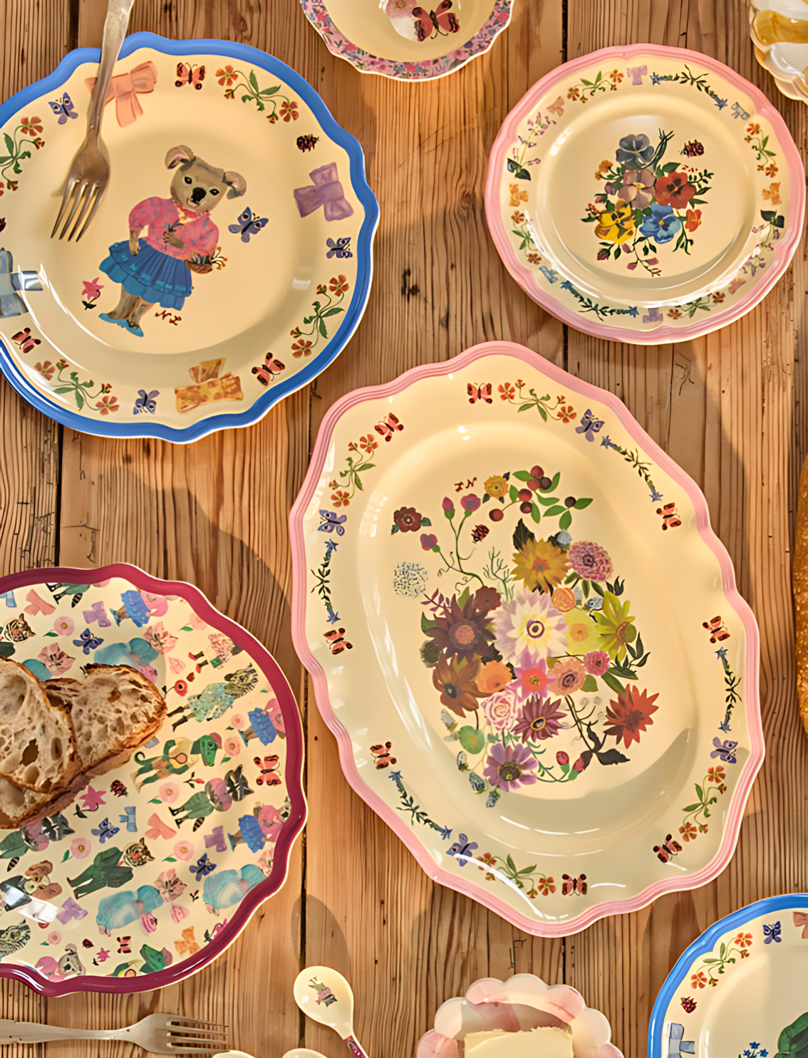 צלחת הגשה מלמין Vintage Flowers
