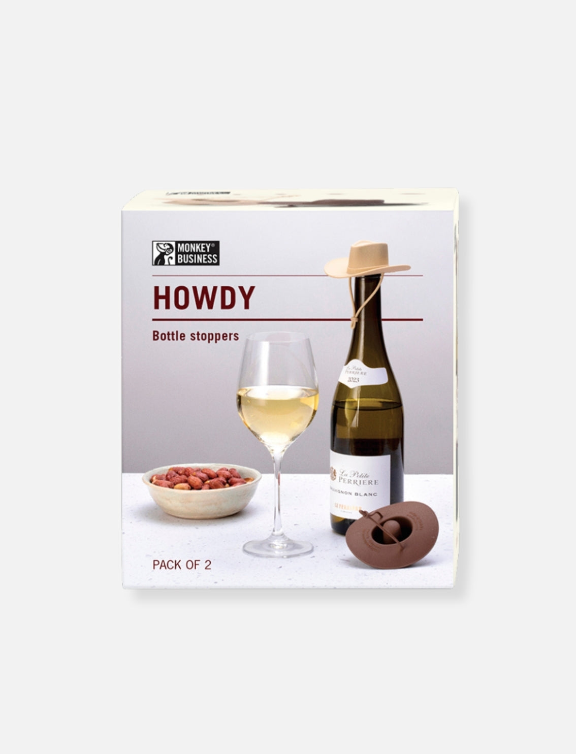 סט 2 פקקים לבקבוק יין Howdy