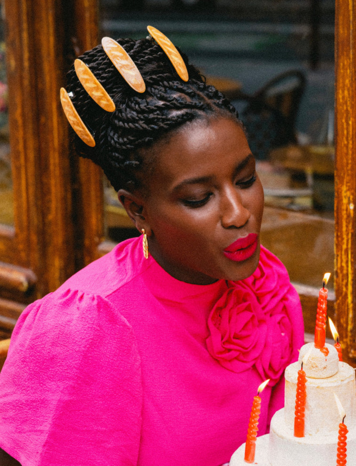 זוג עגילים תלויים Baguette