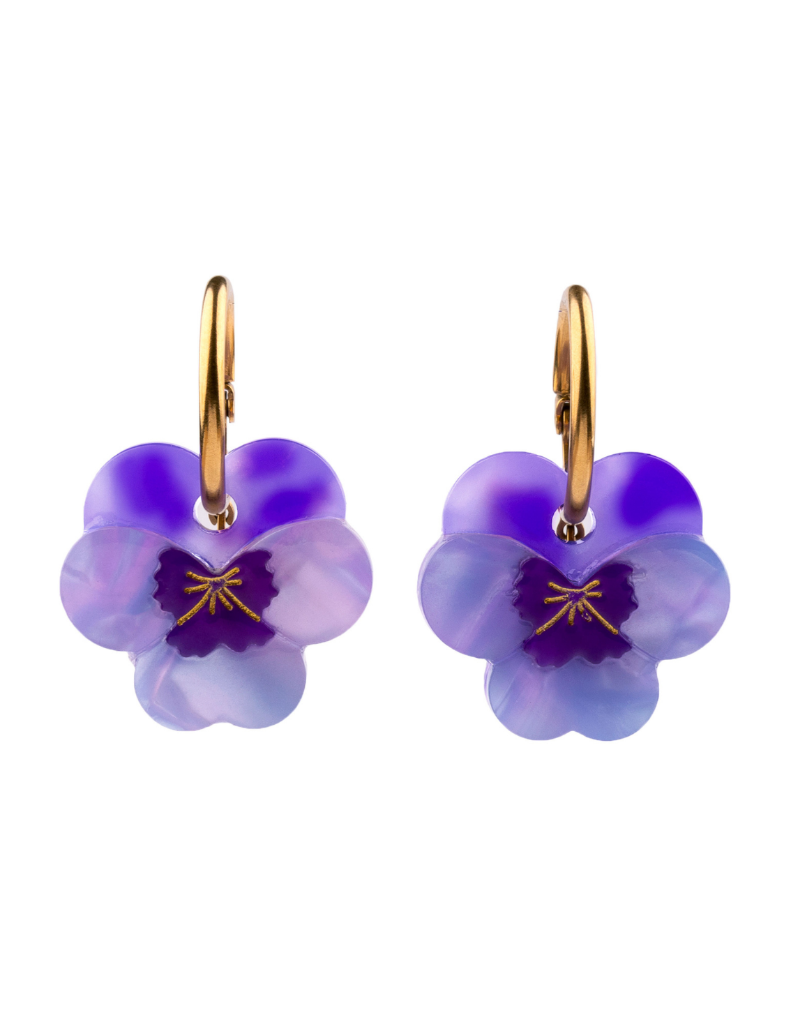 זוג עגילים תלויים Purple Pansies