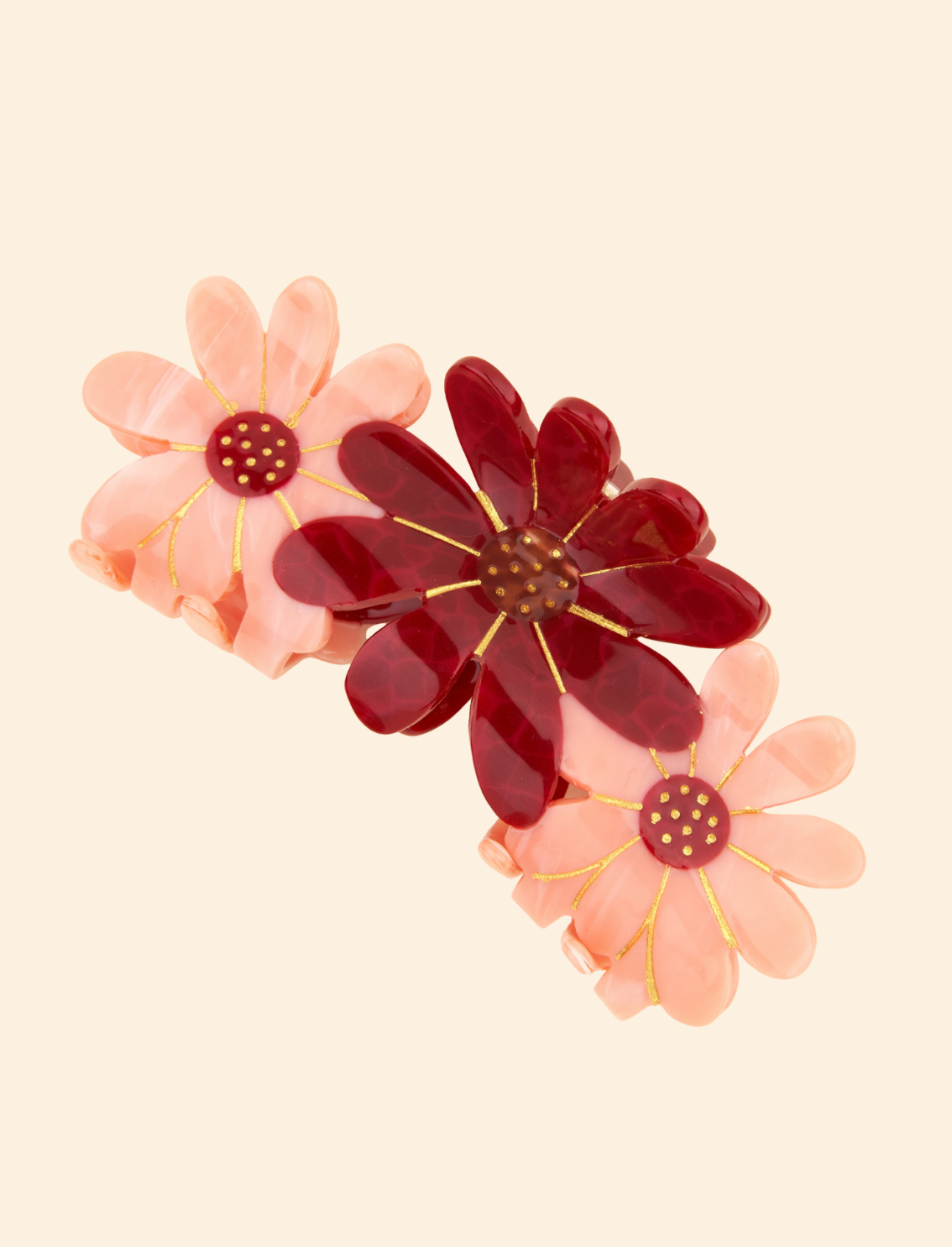 קליפס לשיער Pink Flower Trio