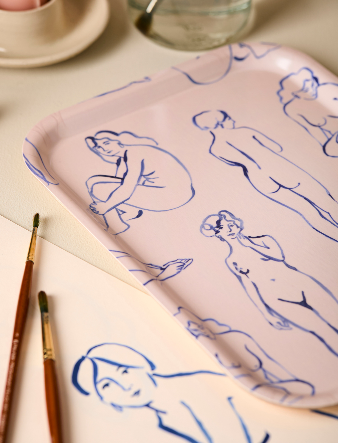 מגש עץ מלבני Blue Nudes