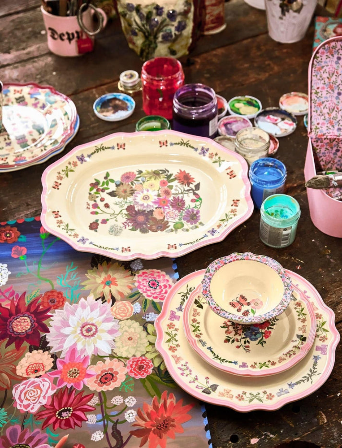 צלחת הגשה מלמין Vintage Flowers