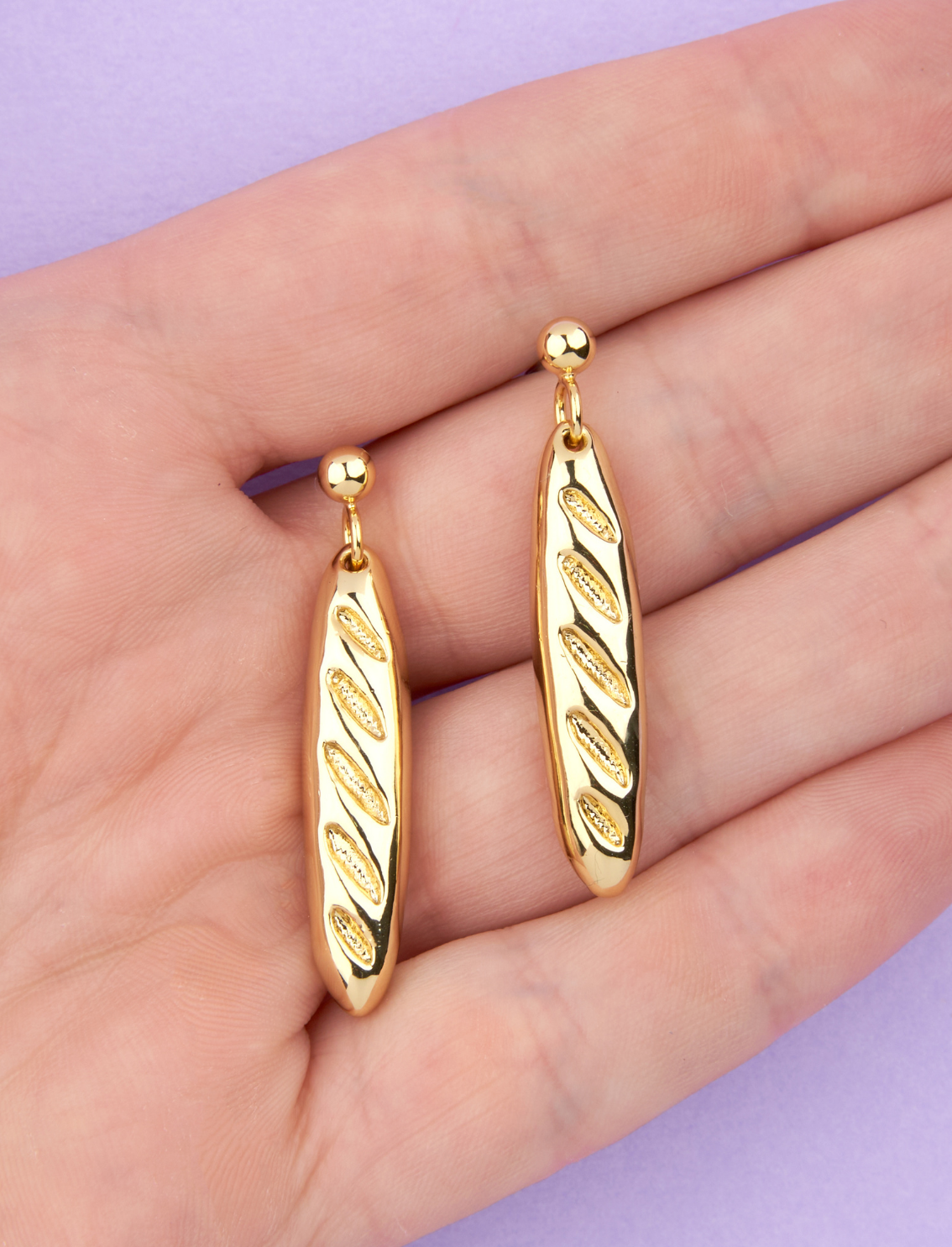 זוג עגילים תלויים Baguette