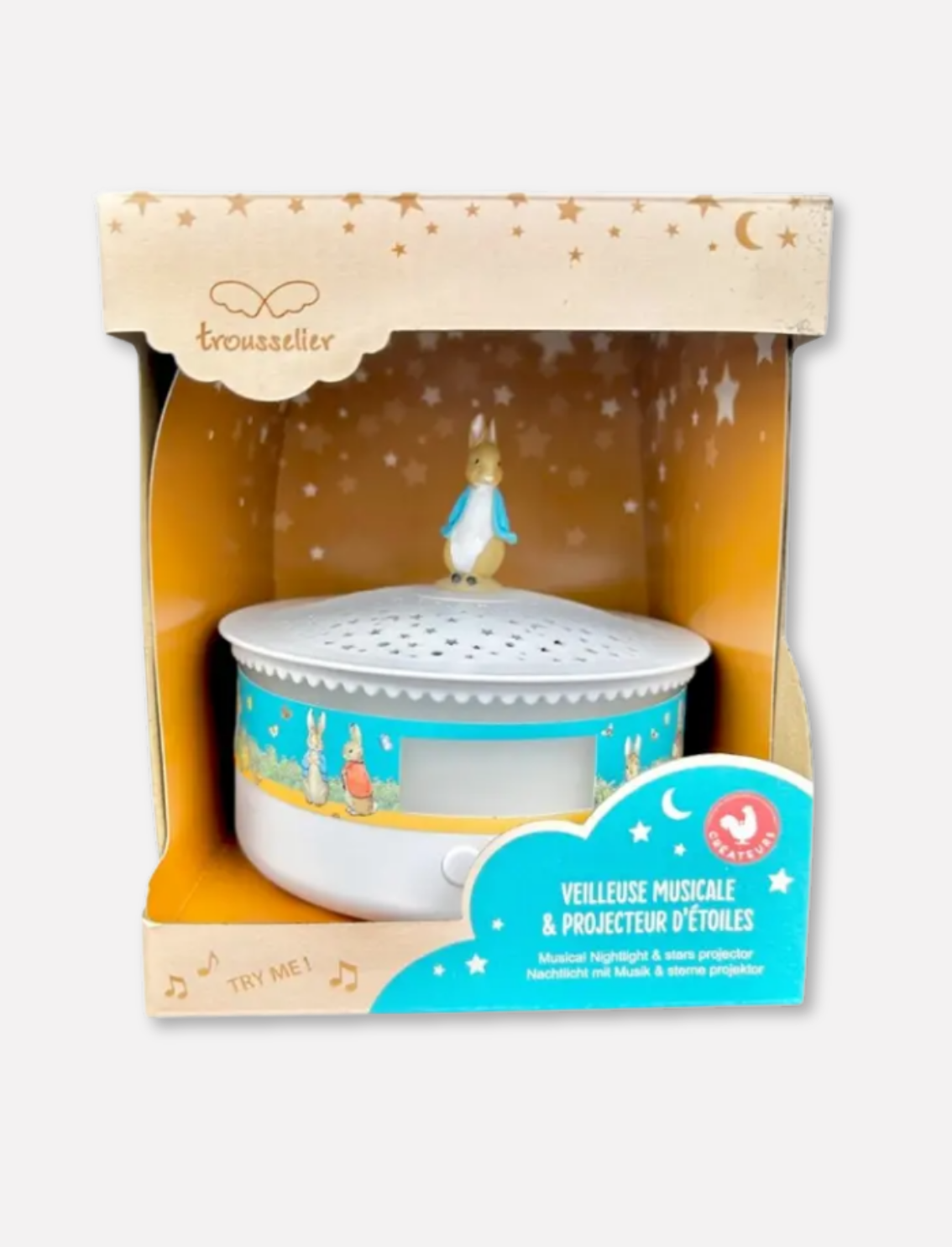 מנורה מנגנת ומקרן כוכבים Peter Rabbit