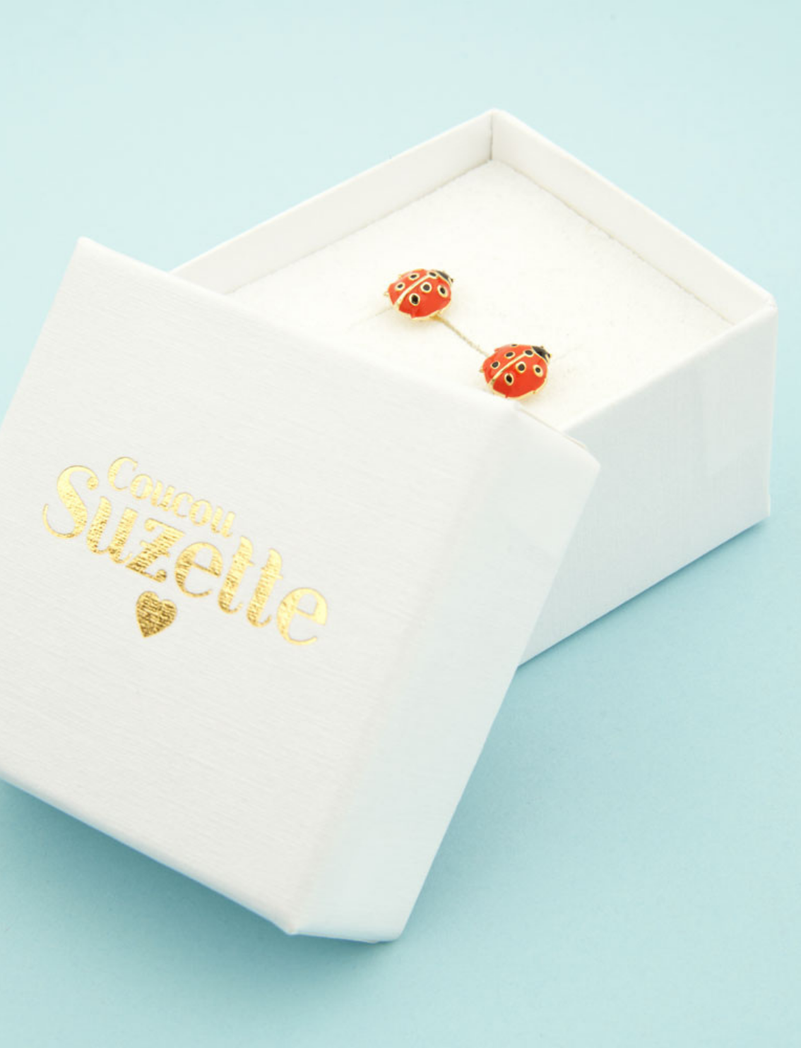 זוג עגילים צמודים Ladybug