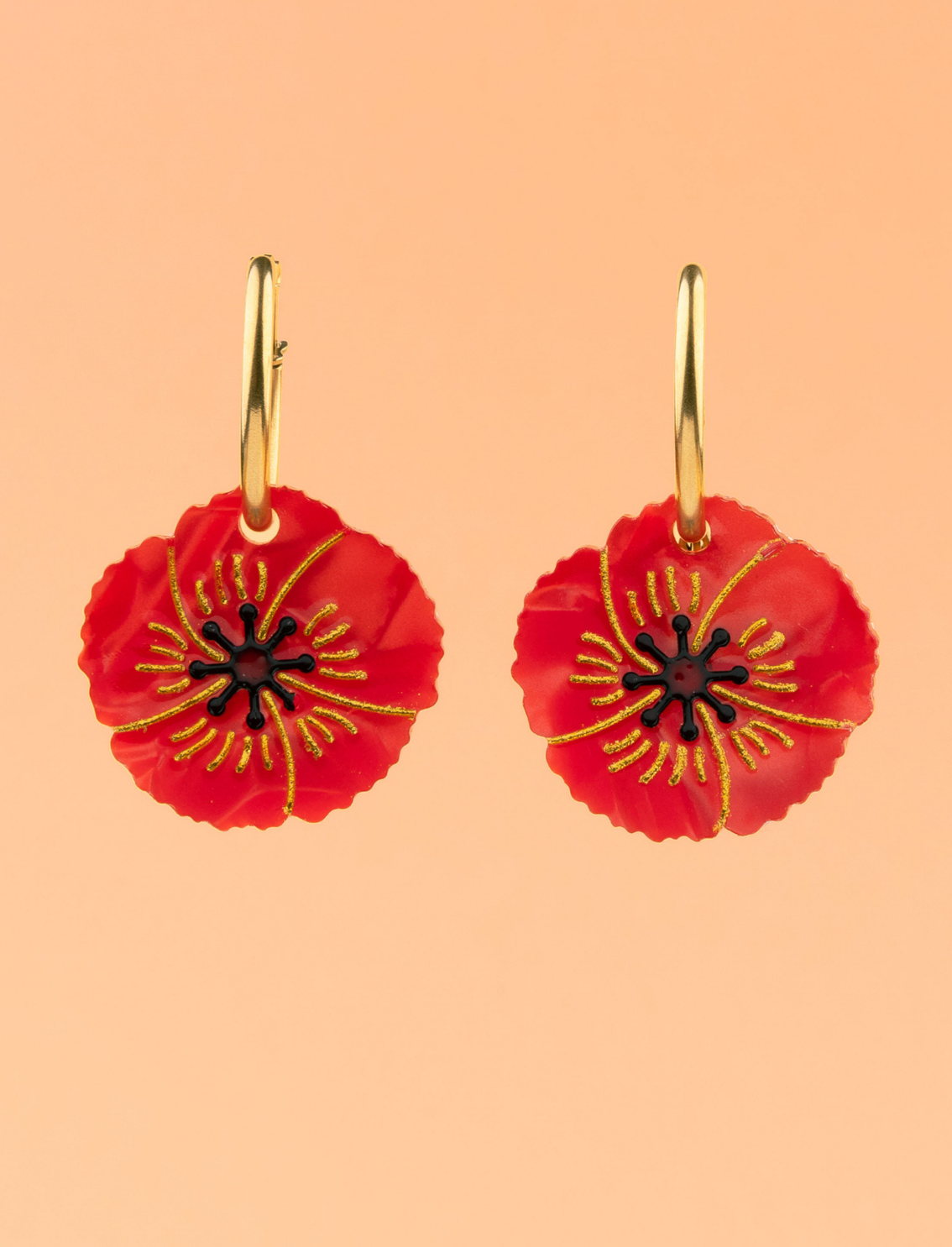 זוג עגילים תלויים Poppies