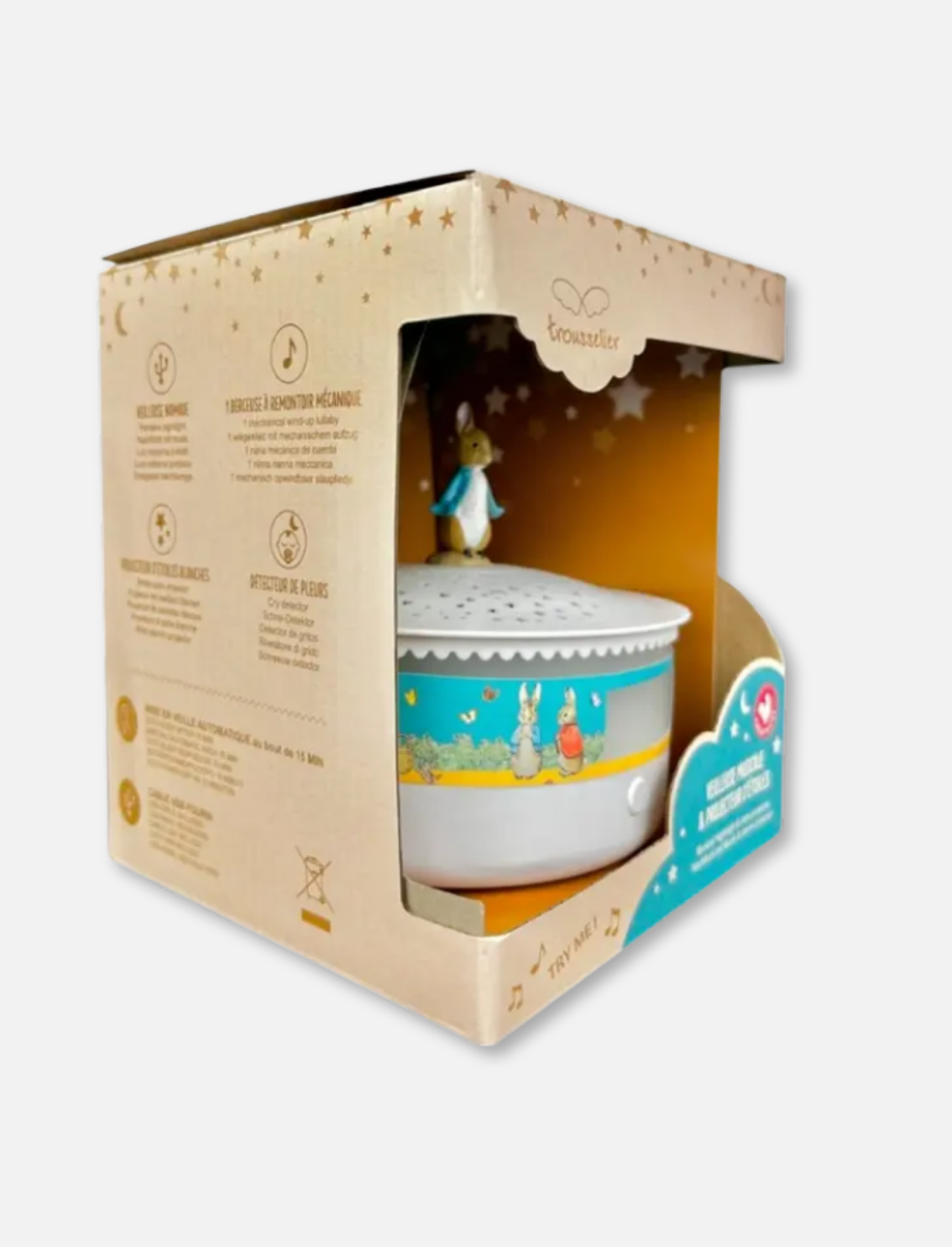 מנורה מנגנת ומקרן כוכבים Peter Rabbit