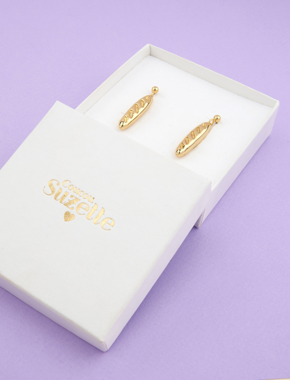 זוג עגילים תלויים Baguette