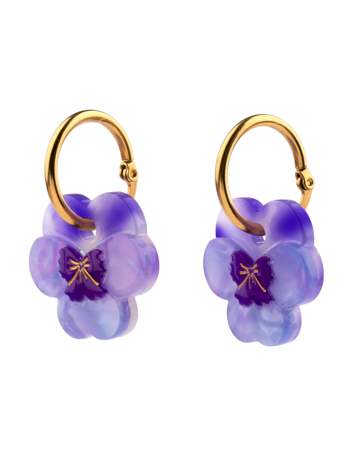 זוג עגילים תלויים Purple Pansies