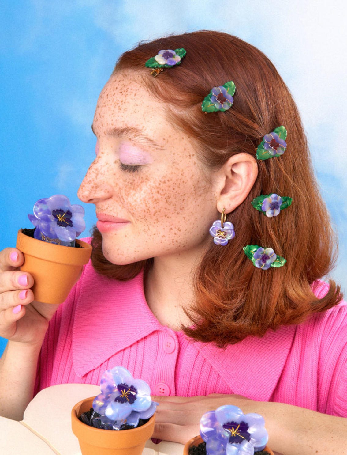 סיכה לשיער Purple Pansy