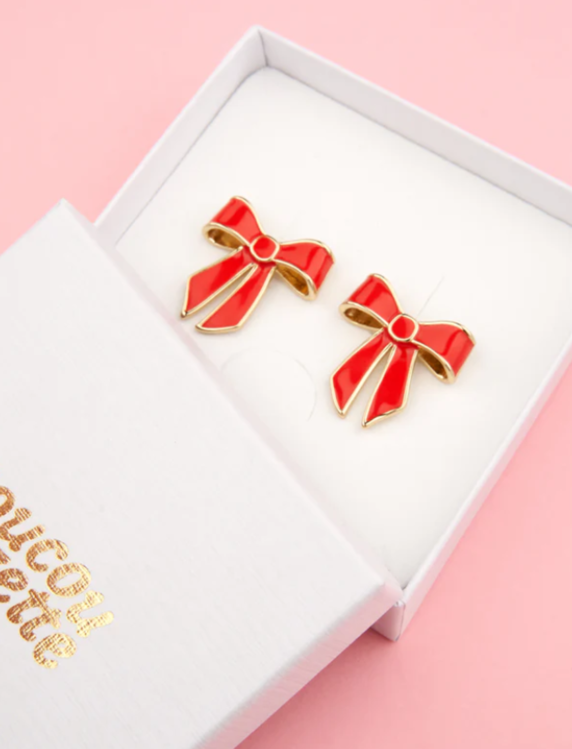 זוג עגילים צמודים Red Bow