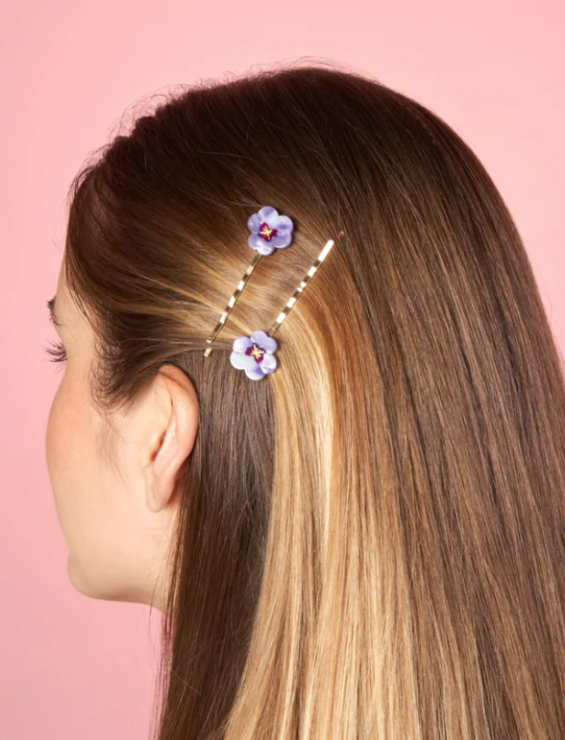 2 סיכות לשיער Purple Pansy