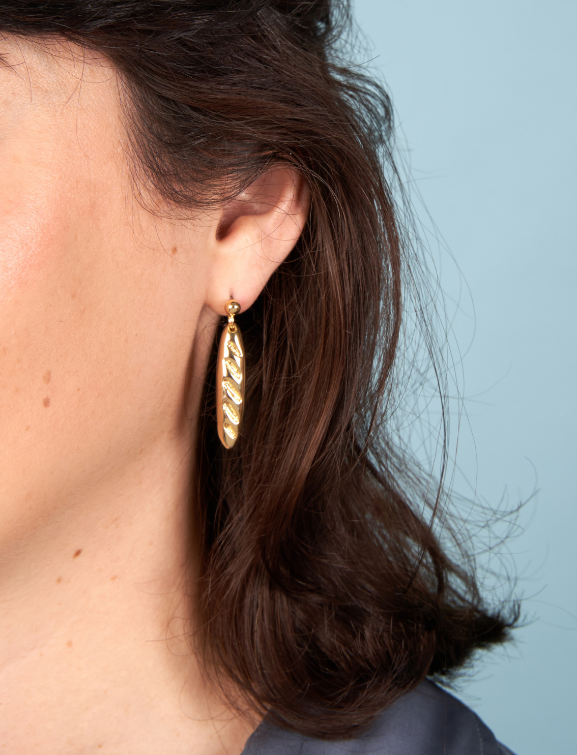 זוג עגילים תלויים Baguette