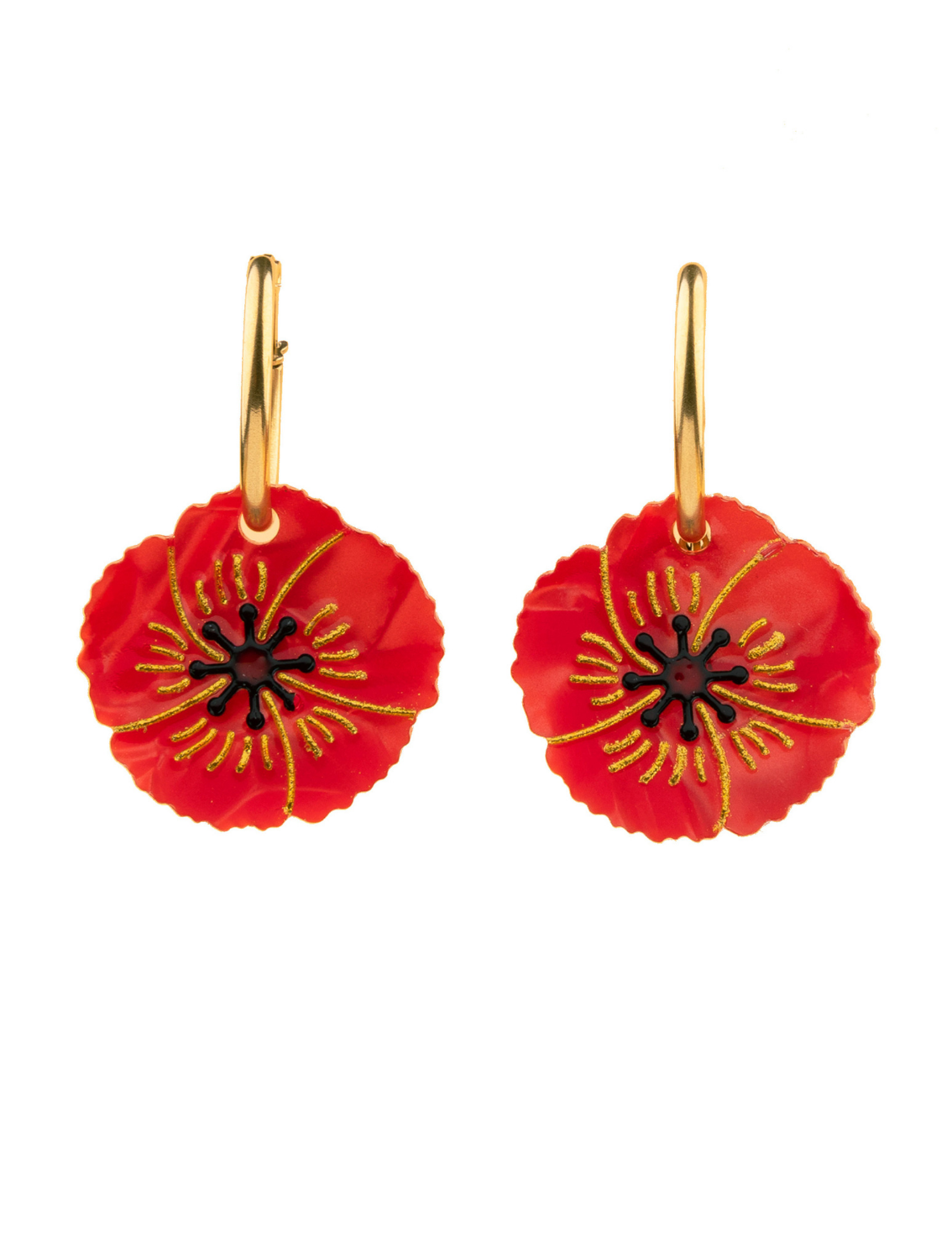 זוג עגילים תלויים Poppies