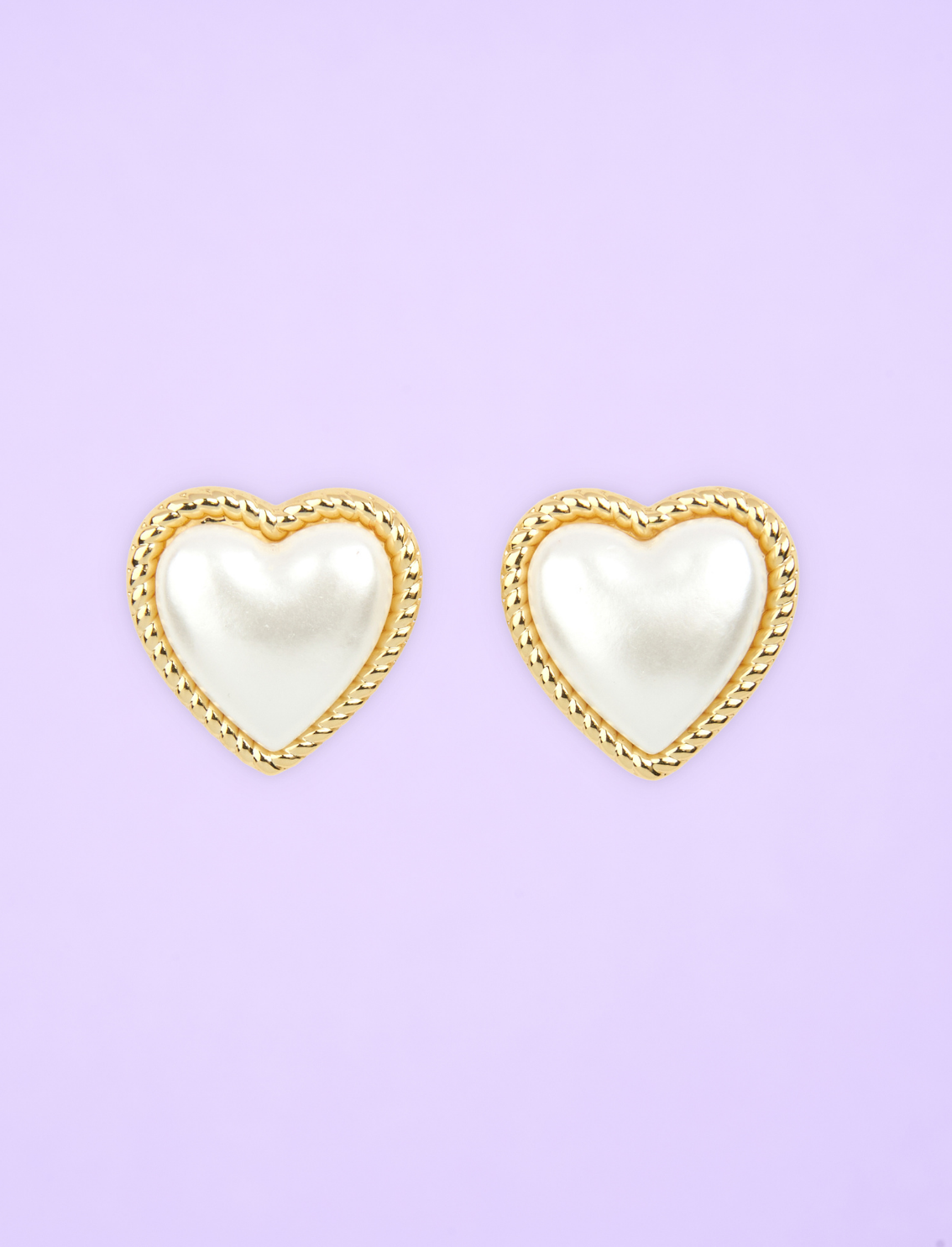 זוג עגילים צמודים Pearl Hearts