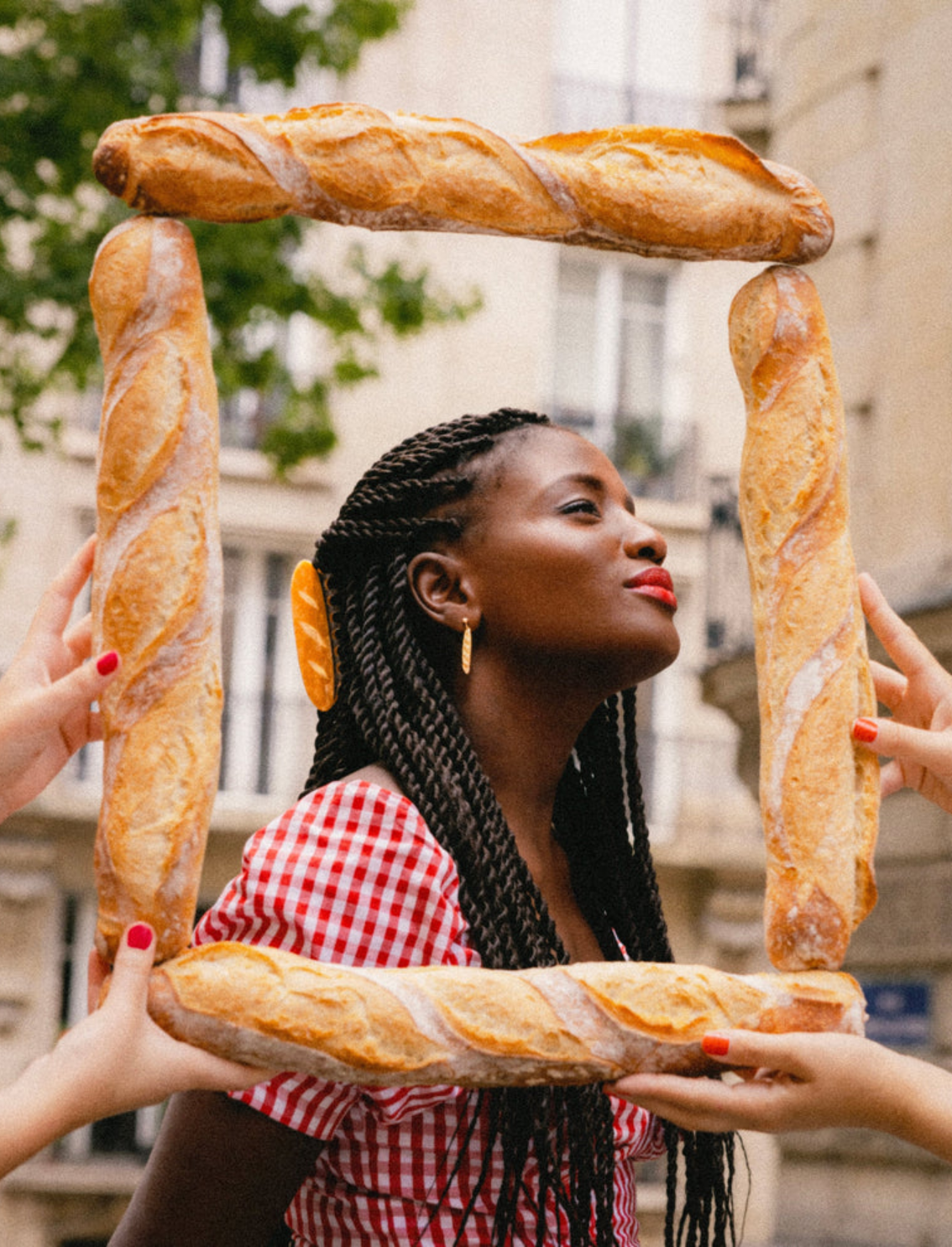 זוג עגילים תלויים Baguette