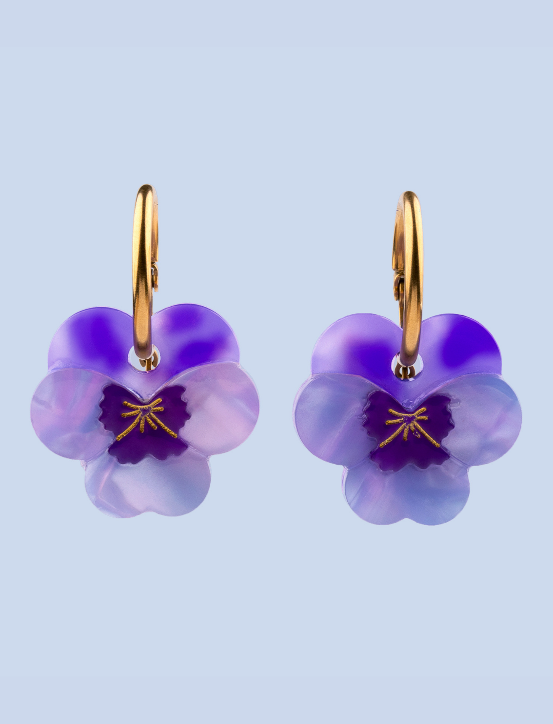 זוג עגילים תלויים Purple Pansies