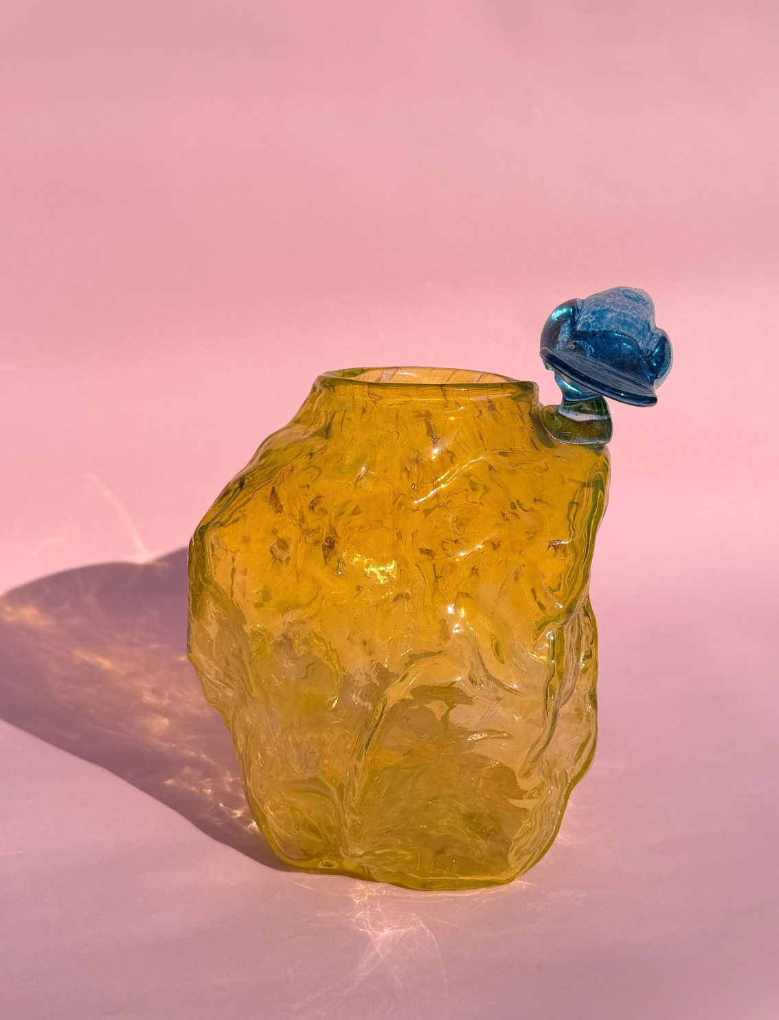 ואזת זכוכית Bird on a Yellow Rock