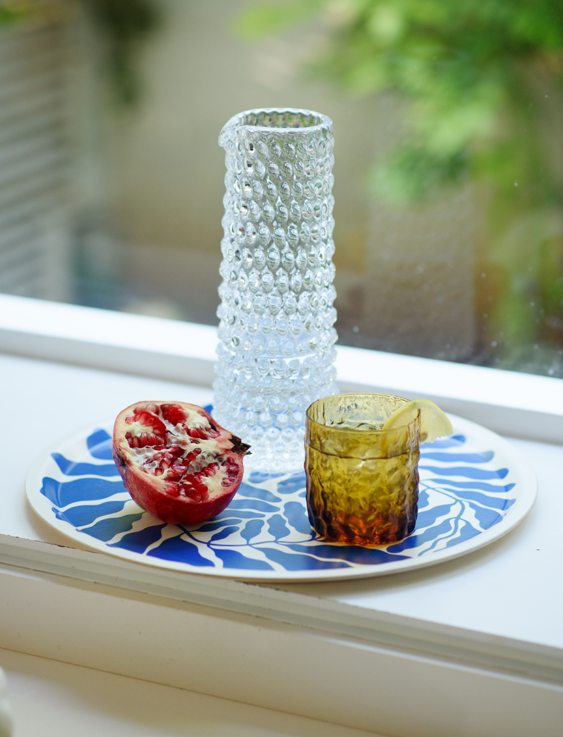 מגש עגול Blue Leaves