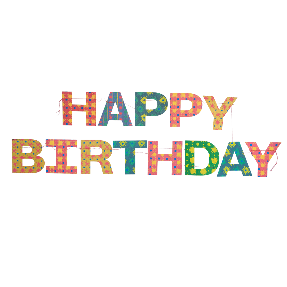 גרילנדת נייר תפורה Happy Birthday
