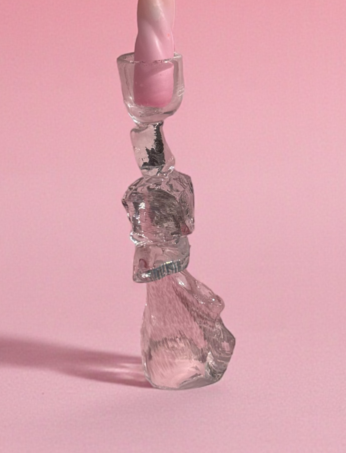 פמוט זכוכית Pink & Blue Rock