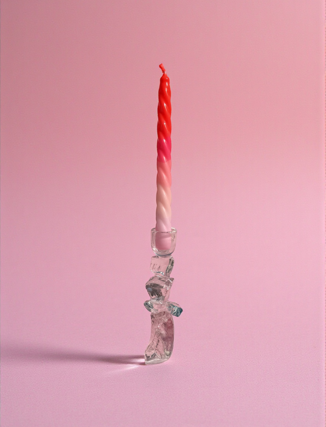 פמוט זכוכית Pink & Blue Rock