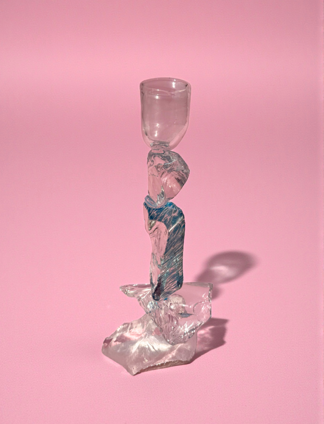 פמוט זכוכית Blue Rock