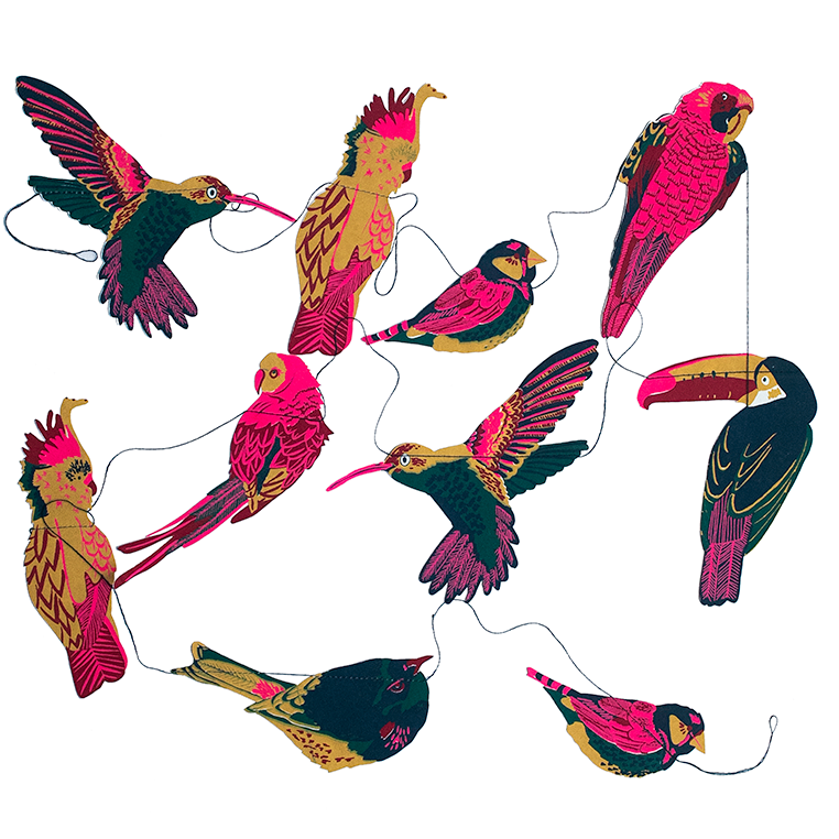 גרילנדת נייר תפורה Tropical Birds