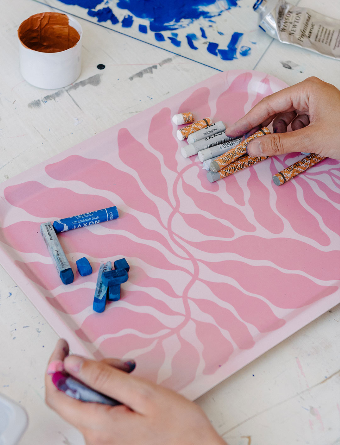 מגש מלבני Pink Leaves