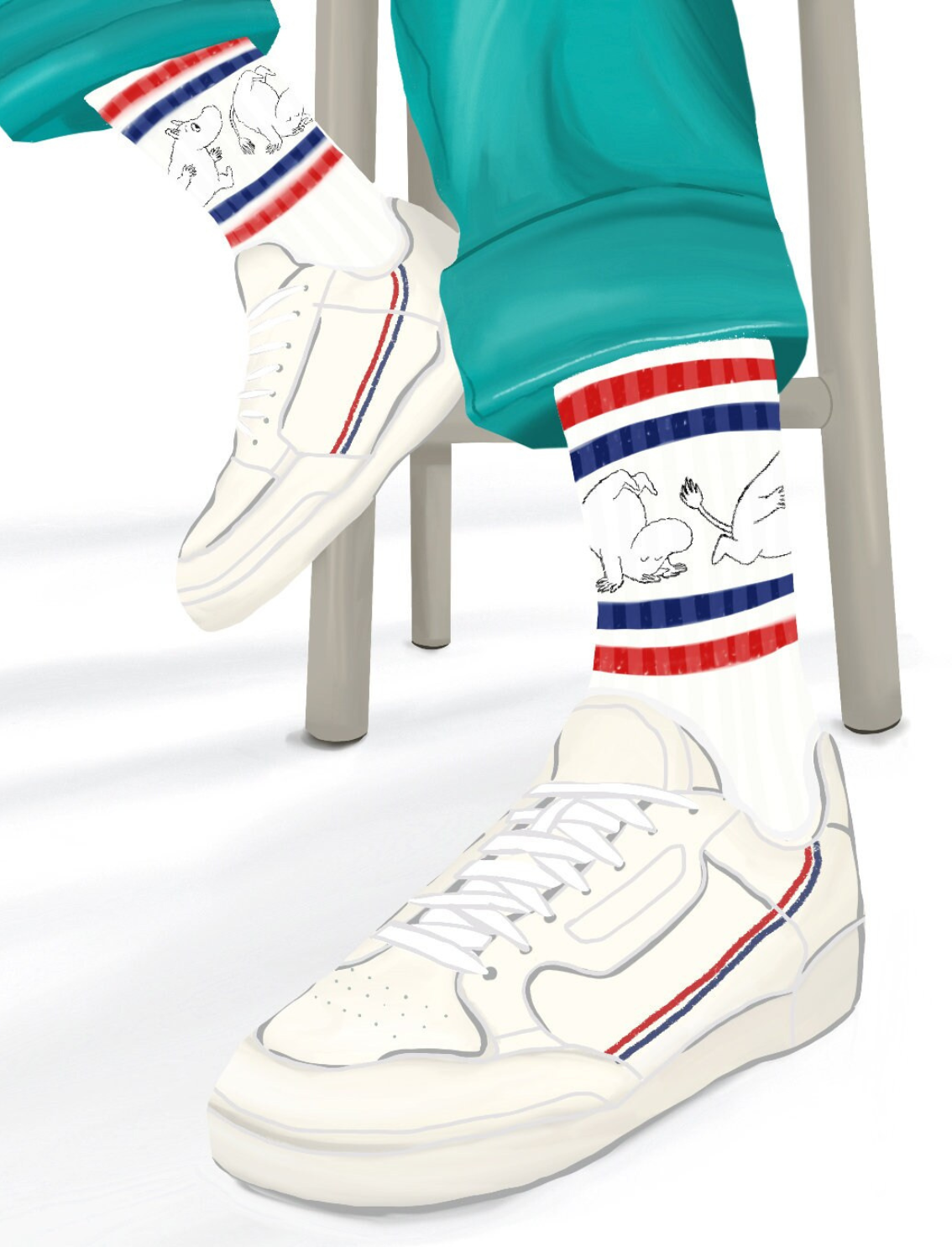 גרבי גברים רטרו Moomin Red & Blue