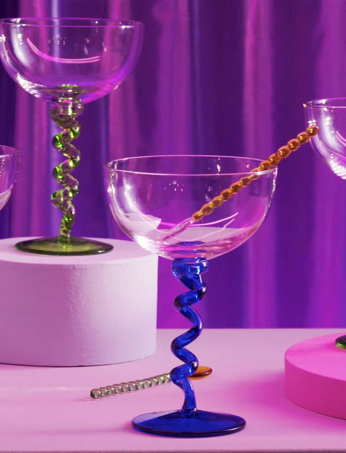 סט 2 כוסות Coupe spiral Blue