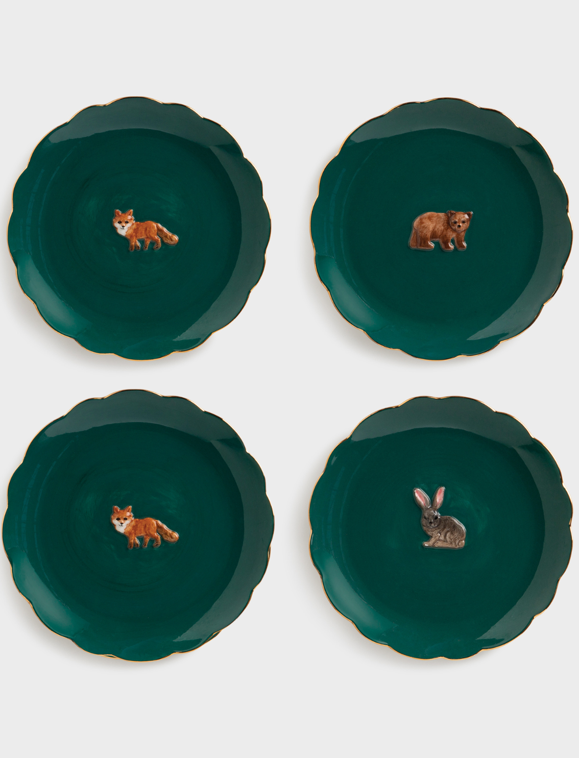 סט 4 צלחות Forest Animals - Fox