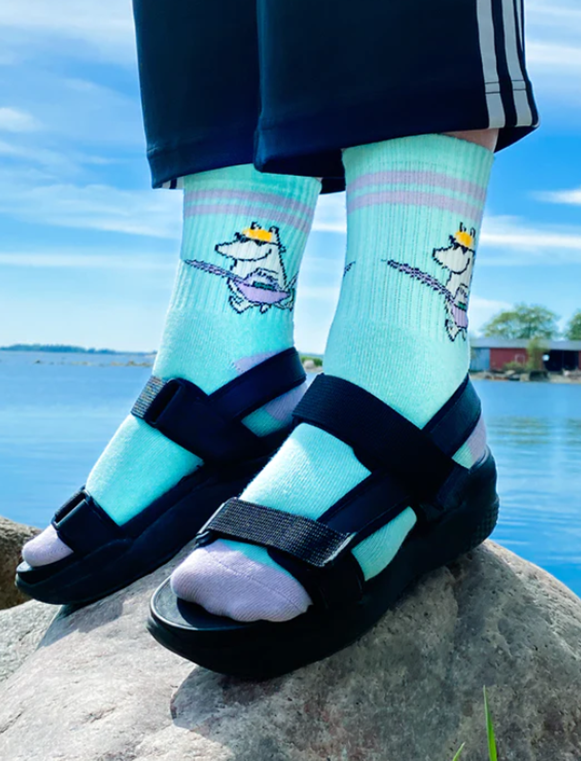 Moomin Woman Cotton Socks Turquoise Snork