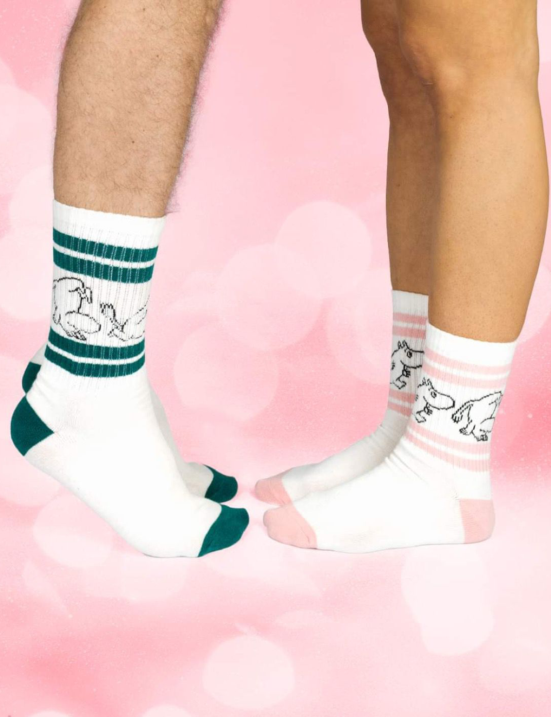 Moomin Man Cotton Socks Green&White