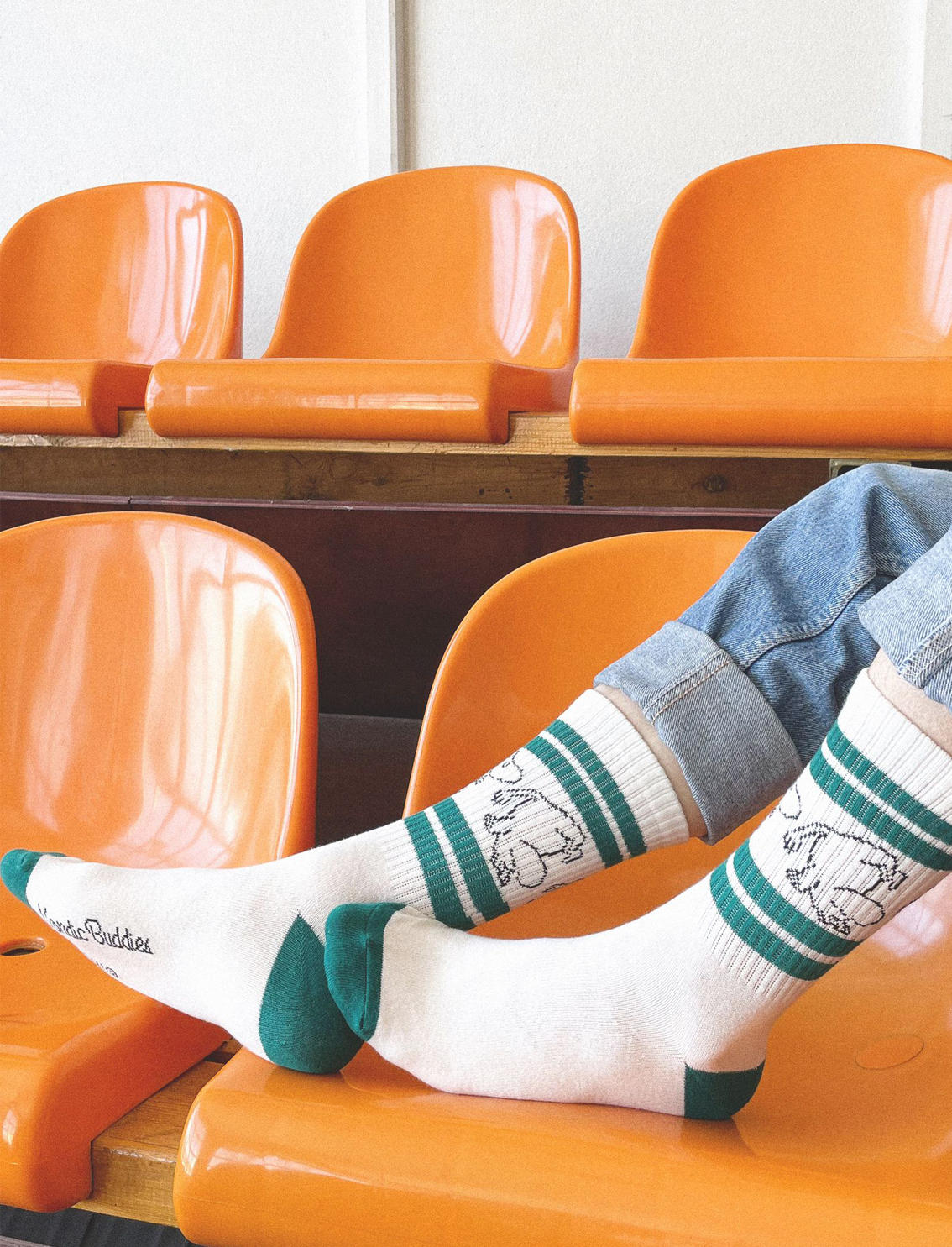 Moomin Man Cotton Socks Green&White