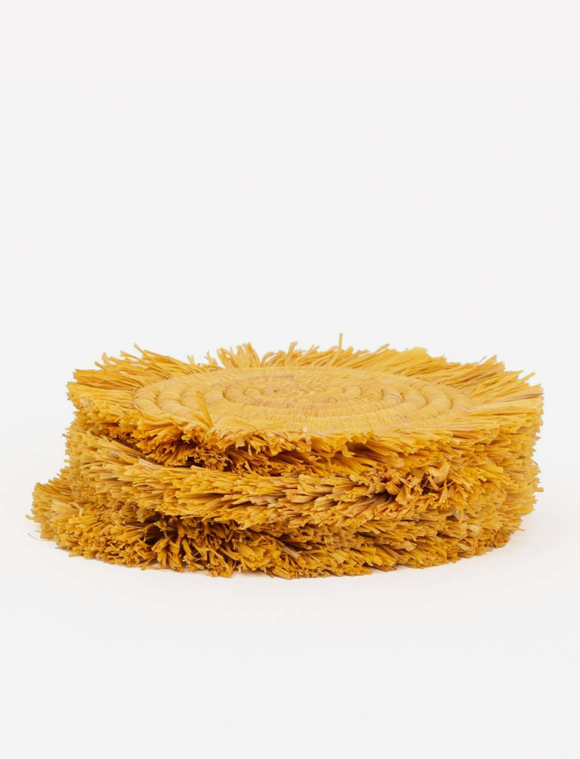 סט 4 תחתיות Fringed Raffia Yellow