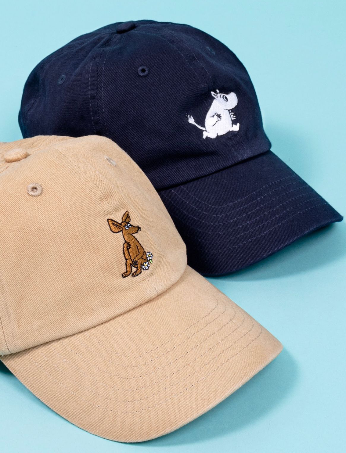 Moomin And Sniff Cotton Caps Black And Beige