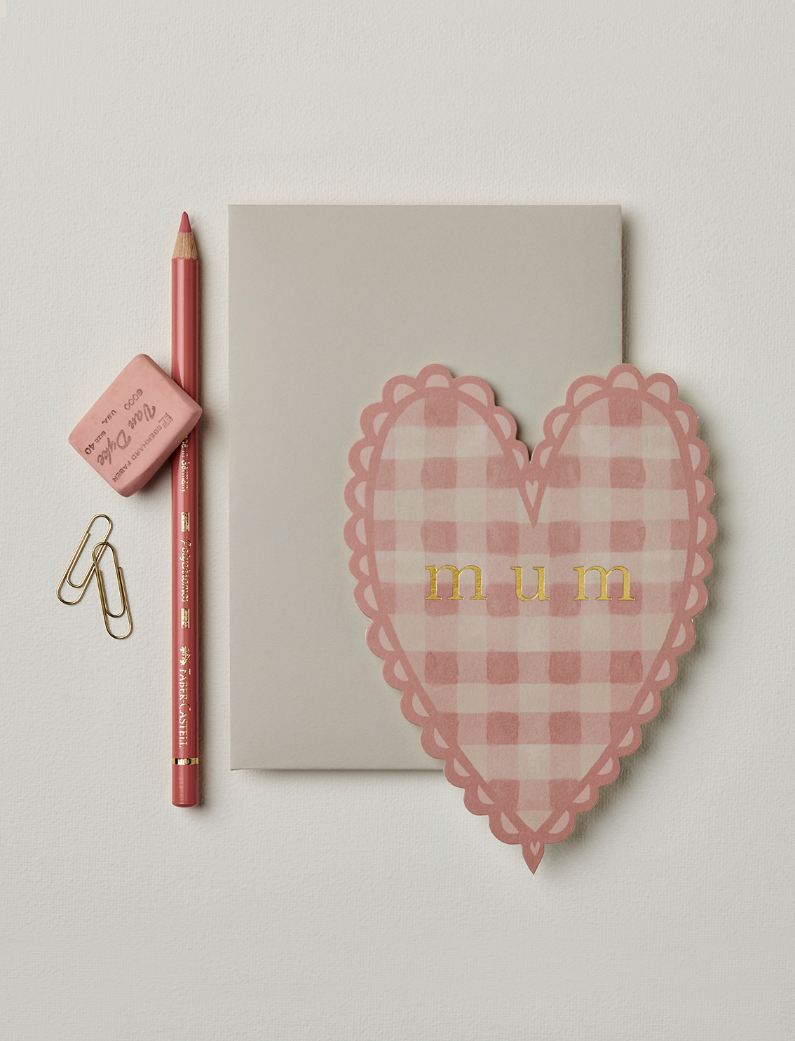 כרטיס ברכה pink gingham 'mum' heart