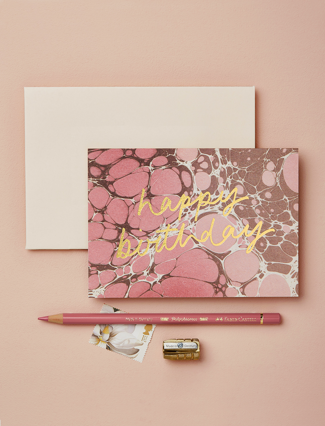 כרטיס ברכה Pink Marble Happy Birthday