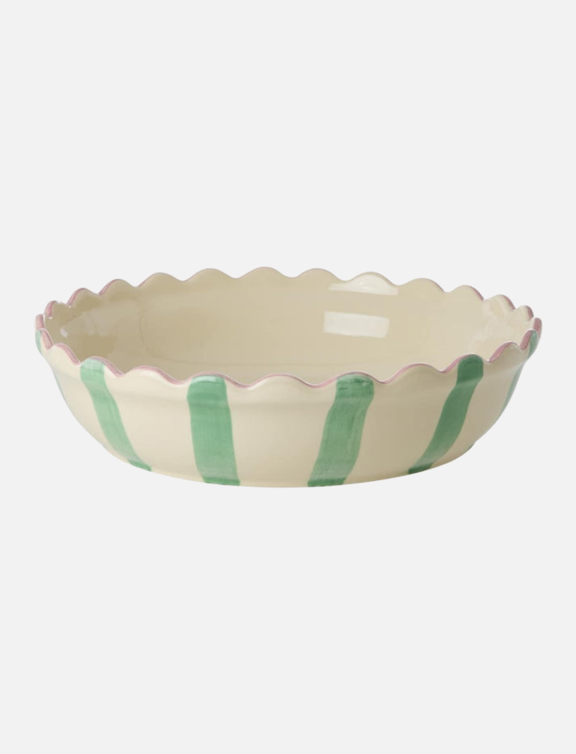 תבנית קרמיקה עגולה Green Stripes